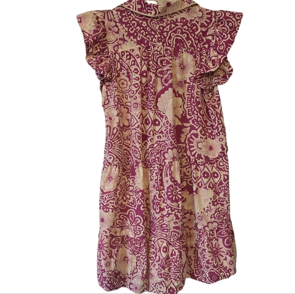 Umgee Vibrant Pink and Cream Patterned Mini Dress - Picture 3 of 8